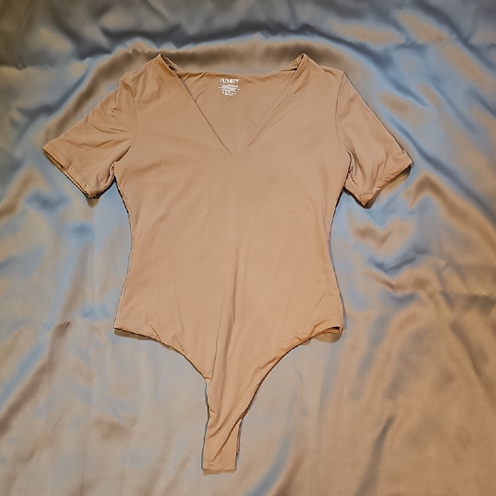 Pumiey Brown V-Neck Bodysuit